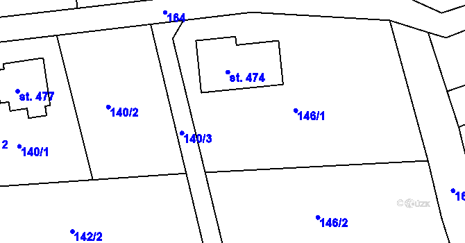 Parcela st. 140/4 v KÚ Všenice, Katastrální mapa