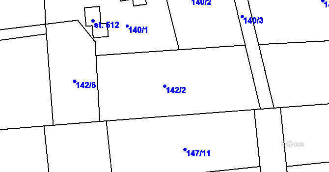 Parcela st. 142/2 v KÚ Všenice, Katastrální mapa