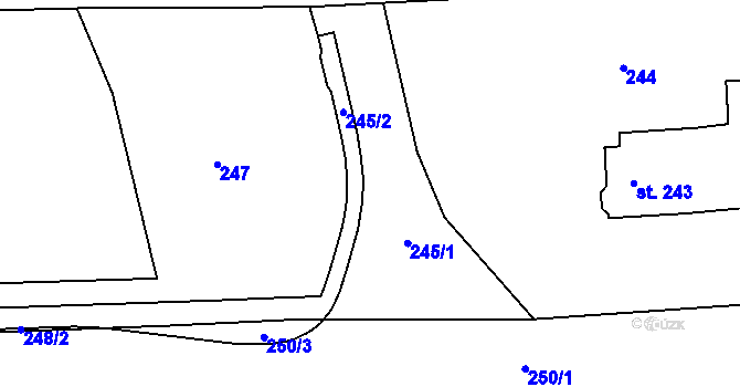 Parcela st. 245 v KÚ Všenice, Katastrální mapa