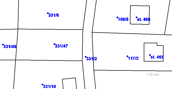 Parcela st. 331/3 v KÚ Všenice, Katastrální mapa