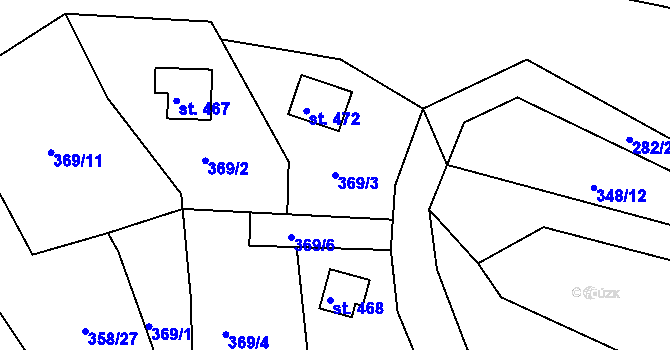 Parcela st. 369/3 v KÚ Všenice, Katastrální mapa