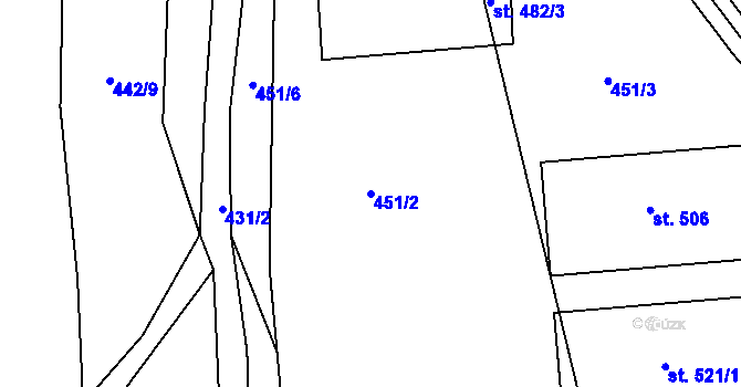 Parcela st. 451/2 v KÚ Všenice, Katastrální mapa