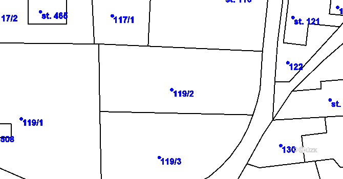 Parcela st. 119/2 v KÚ Všenice, Katastrální mapa