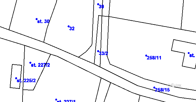 Parcela st. 33/2 v KÚ Všenice, Katastrální mapa
