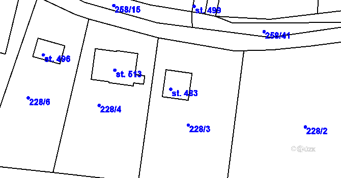Parcela st. 483 v KÚ Všenice, Katastrální mapa