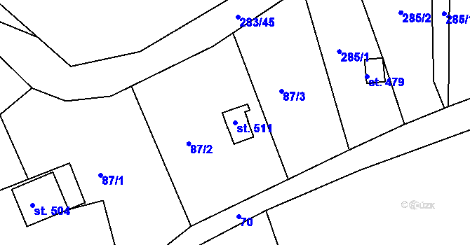 Parcela st. 511 v KÚ Všenice, Katastrální mapa