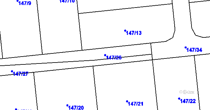 Parcela st. 147/26 v KÚ Všenice, Katastrální mapa