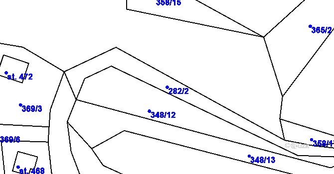 Parcela st. 282/2 v KÚ Všenice, Katastrální mapa