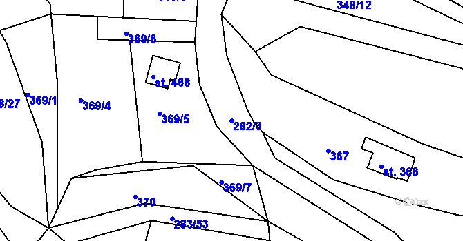Parcela st. 282/3 v KÚ Všenice, Katastrální mapa