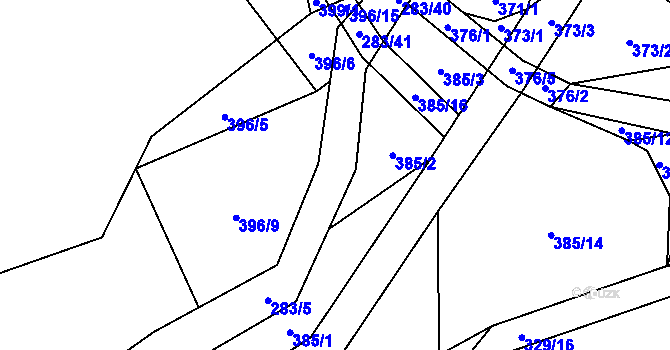 Parcela st. 283/6 v KÚ Všenice, Katastrální mapa