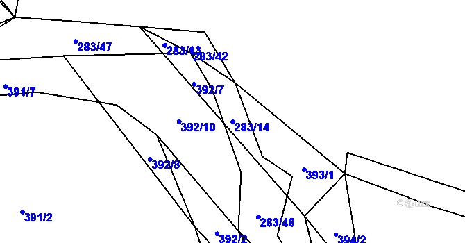 Parcela st. 283/14 v KÚ Všenice, Katastrální mapa