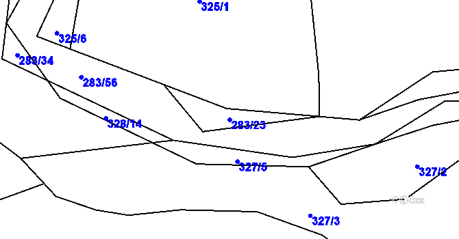 Parcela st. 283/23 v KÚ Všenice, Katastrální mapa