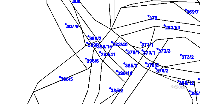 Parcela st. 283/41 v KÚ Všenice, Katastrální mapa
