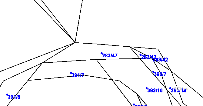 Parcela st. 283/47 v KÚ Všenice, Katastrální mapa