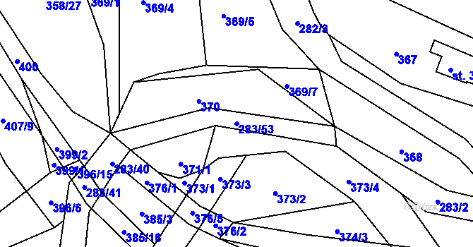 Parcela st. 283/53 v KÚ Všenice, Katastrální mapa