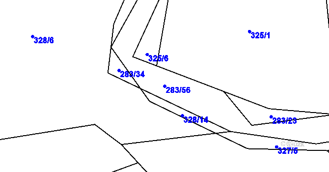 Parcela st. 283/56 v KÚ Všenice, Katastrální mapa