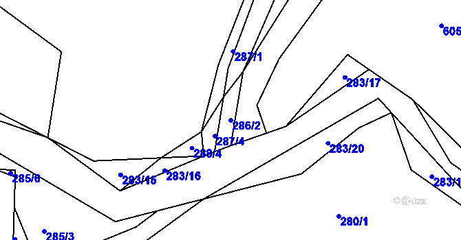 Parcela st. 286/2 v KÚ Všenice, Katastrální mapa