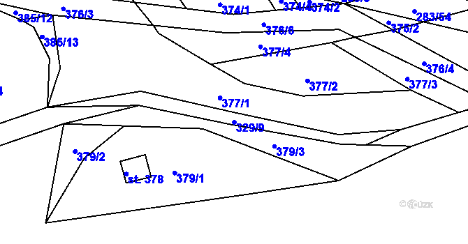 Parcela st. 329/9 v KÚ Všenice, Katastrální mapa