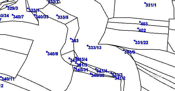 Parcela st. 333/13 v KÚ Všenice, Katastrální mapa