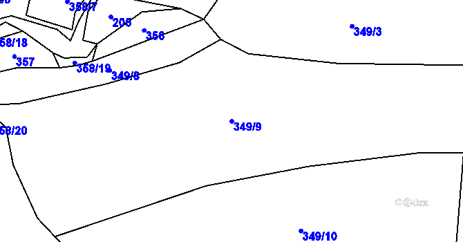 Parcela st. 349/9 v KÚ Všenice, Katastrální mapa