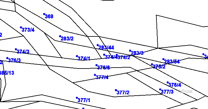 Parcela st. 374/4 v KÚ Všenice, Katastrální mapa