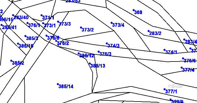 Parcela st. 376/3 v KÚ Všenice, Katastrální mapa