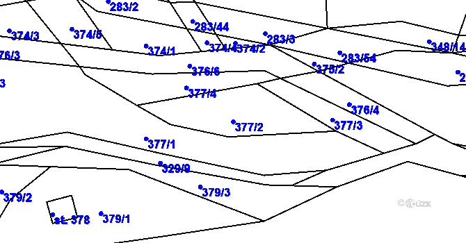 Parcela st. 377/2 v KÚ Všenice, Katastrální mapa