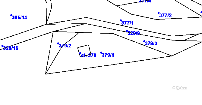 Parcela st. 379/1 v KÚ Všenice, Katastrální mapa