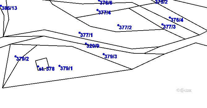 Parcela st. 379/3 v KÚ Všenice, Katastrální mapa