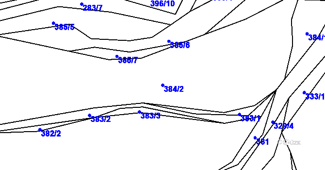 Parcela st. 384/2 v KÚ Všenice, Katastrální mapa