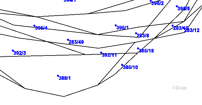 Parcela st. 392/11 v KÚ Všenice, Katastrální mapa