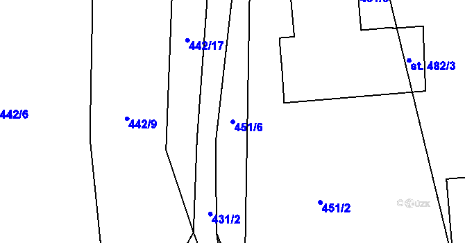 Parcela st. 451/6 v KÚ Všenice, Katastrální mapa