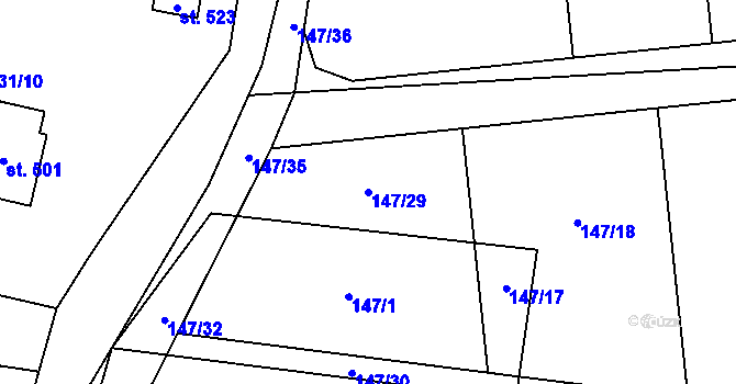 Parcela st. 147/29 v KÚ Všenice, Katastrální mapa