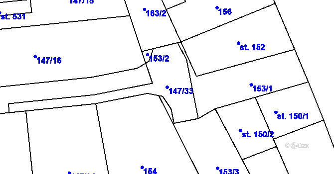 Parcela st. 147/33 v KÚ Všenice, Katastrální mapa