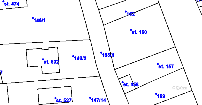 Parcela st. 163/1 v KÚ Všenice, Katastrální mapa