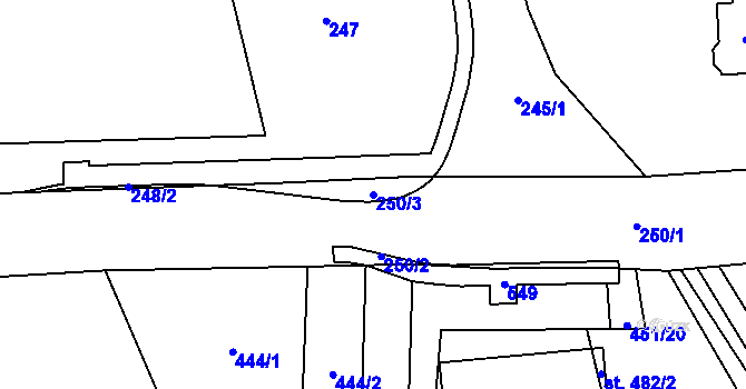Parcela st. 250/3 v KÚ Všenice, Katastrální mapa