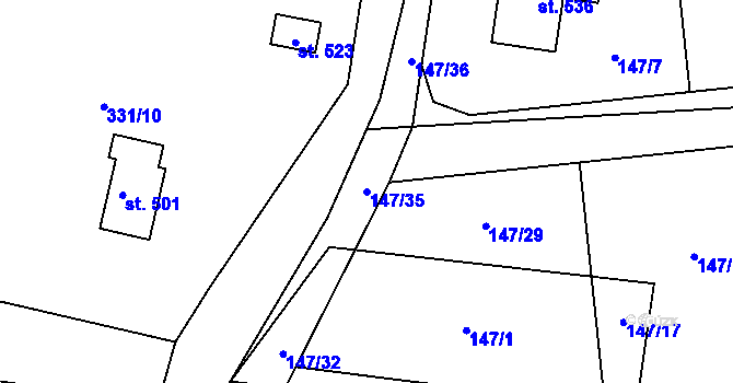 Parcela st. 147/35 v KÚ Všenice, Katastrální mapa