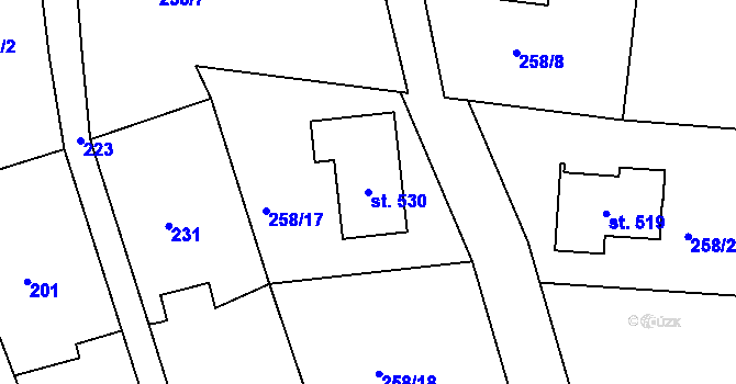 Parcela st. 530 v KÚ Všenice, Katastrální mapa