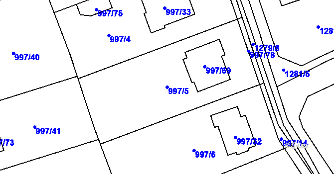 Parcela st. 997/5 v KÚ Buštěhrad, Katastrální mapa