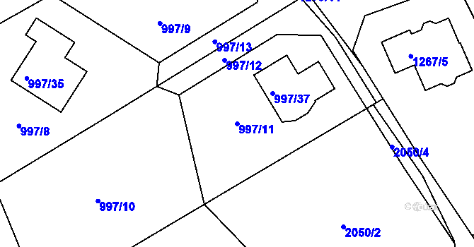Parcela st. 997/11 v KÚ Buštěhrad, Katastrální mapa