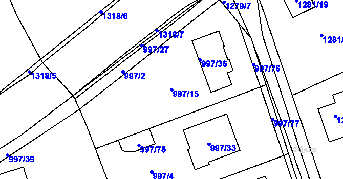 Parcela st. 997/15 v KÚ Buštěhrad, Katastrální mapa