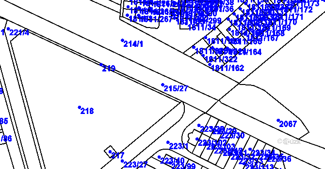 Parcela st. 215/27 v KÚ Buštěhrad, Katastrální mapa