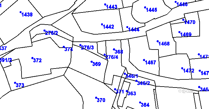 Parcela st. 276/4 v KÚ Buštěhrad, Katastrální mapa