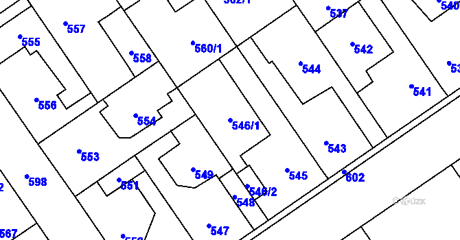 Parcela st. 546/1 v KÚ Buštěhrad, Katastrální mapa
