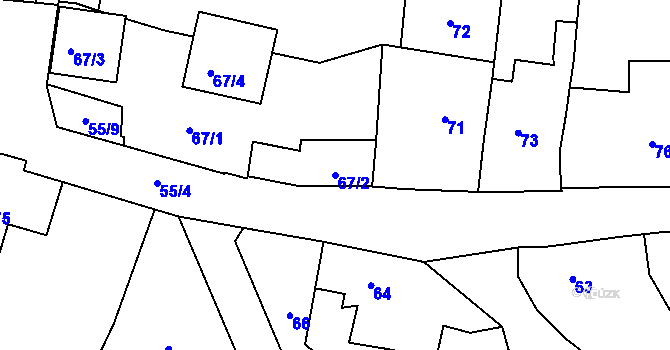 Parcela st. 67/2 v KÚ Buštěhrad, Katastrální mapa