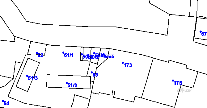 Parcela st. 55/5 v KÚ Buštěhrad, Katastrální mapa
