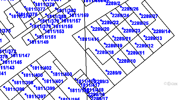 Parcela st. 2289/18 v KÚ Buštěhrad, Katastrální mapa