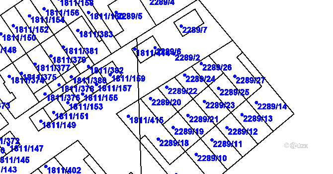 Parcela st. 2289/22 v KÚ Buštěhrad, Katastrální mapa