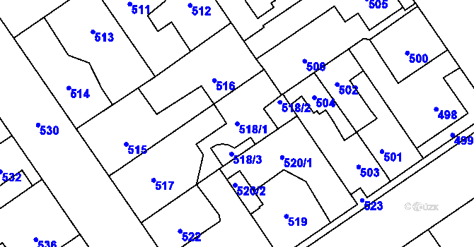 Parcela st. 518/1 v KÚ Buštěhrad, Katastrální mapa