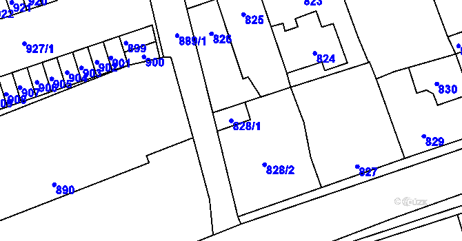 Parcela st. 828/1 v KÚ Buštěhrad, Katastrální mapa